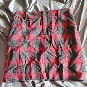 Vintage Eddie Bauer Wool Red Plaid Mini Pencil Skirt US Women's 10
